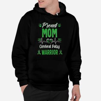 Womens Proud Mom Cerebral Palsy Warrior Awareness Ribbon Green Hoodie | Crazezy CA