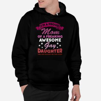 Womens Proud Mom Gay Daughter Lesbian Flag Lgbtq Funny Lgbt Gift Hoodie | Crazezy UK