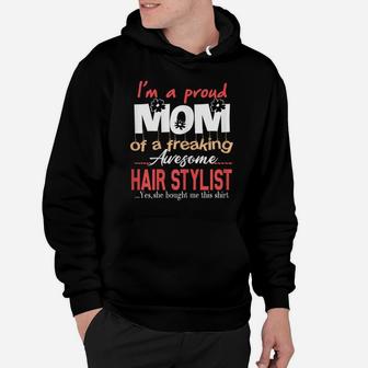 Womens Proud Mom Of Awesome Hair Stylist Daughter Tshirt Gift Hoodie | Crazezy