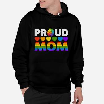 Womens Proud Mom Sunflower Family Rainbow Heart Lgbt Gay Lesbian Hoodie | Crazezy DE