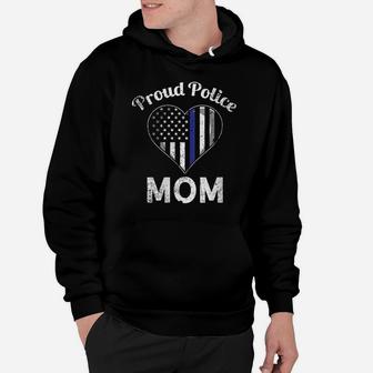 Womens Proud Police Mom Thin Blue Line Mother's Day Hoodie | Crazezy