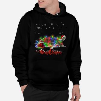 Womens Red-Eared Slider Animal Merry Christmas Animal Lover Hoodie | Crazezy