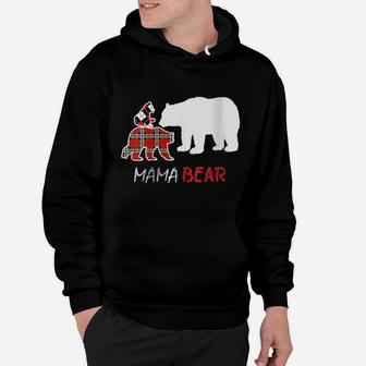 Womens Red Plaid Flannel Bear Mama Proud Mom Family Matching Pajama Hoodie | Crazezy