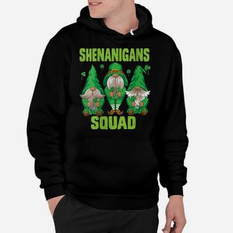 Womens Shenanigans Squad Three Lucky Gnome Shamrock St Patrick Day Hoodie | Crazezy