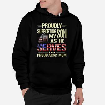 Womens Supporting My Son As He Serves Military Proud Army Mom Gift Hoodie | Crazezy