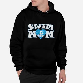 Womens Swim Mom Heart Shaped Pool Water Swimmer Swimming & Diving Hoodie | Crazezy