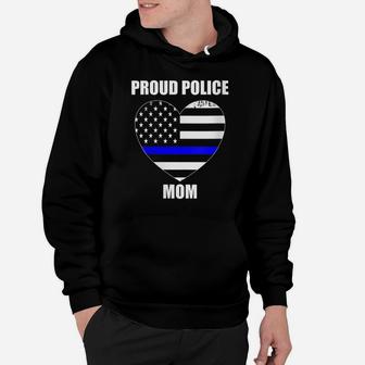 Womens Thin Blue Line Flag Law Enforcement Officer Proud Police Mom Hoodie | Crazezy UK