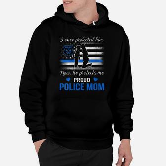 Womens Thin Blue Line Us Flag Law Enforcement Proud Police Mom Hoodie | Crazezy DE