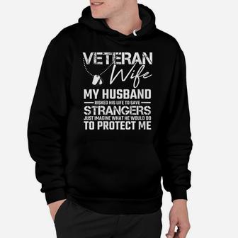 Womens Veteran Wife Army Husband Soldier Saying Cool Military Gift Hoodie | Crazezy DE