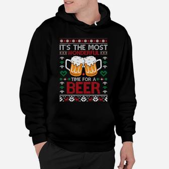 Wonderful Time For A Beer Ugly Christmas Sweaters Sweatshirt Hoodie | Crazezy UK