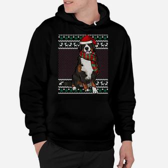 Xmas Bernese Mountain Dog Santa Hat Ugly Christmas Sweatshirt Hoodie | Crazezy