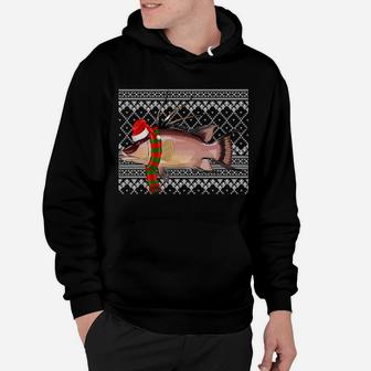 Xmas Fish Santa Hat Hogfish Ugly Christmas Sweatshirt Hoodie | Crazezy AU