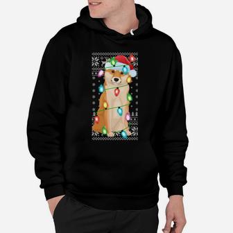 Xmas Lighting Santa Hat Ugly Shiba Inu Christmas Sweatshirt Hoodie | Crazezy DE