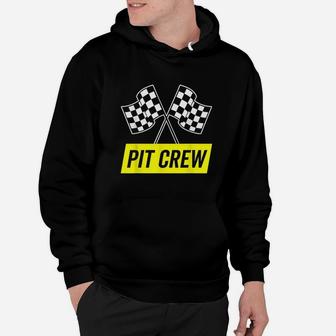 Yellow Italic Pit Crew For Racing Party Costume Dark Hoodie | Crazezy