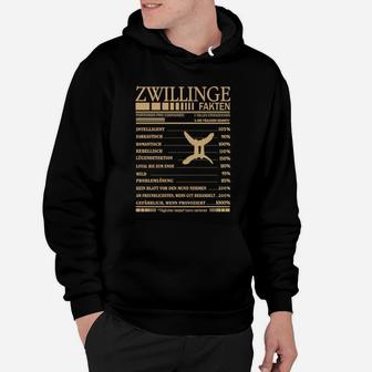 Zwillinge Fakten Hoodie in Schwarz mit Goldschrift, lustiges Zwillingsshirt - Seseable