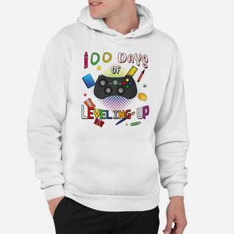 100 Days Of School Leveling Up Video Gamer 100Th Day Gift Hoodie | Crazezy