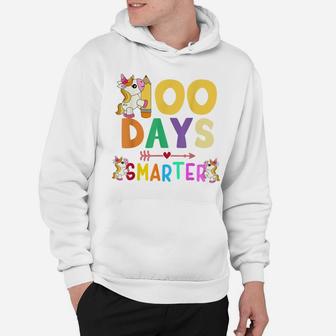 100 Days Smarter 100Th Day Of School Teacher Kids Unicorn Hoodie | Crazezy AU