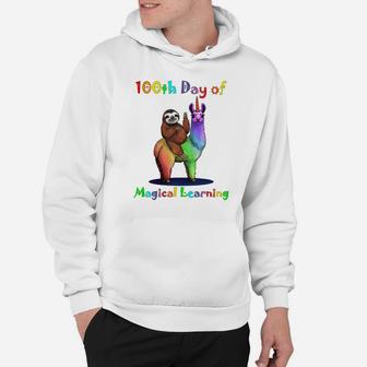 100Th Day Of School Sloth And Llama Unicorn Kid And Teacher Hoodie | Crazezy