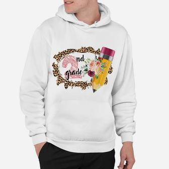 2Nd Grade Leopard Frame And Pencil Flower Back To School Hoodie | Crazezy