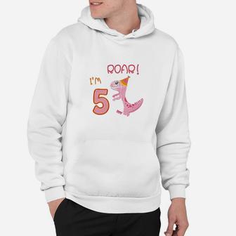 5Th Birthday Girl 5 Years Old Dinosaur Party Bday Hoodie | Crazezy