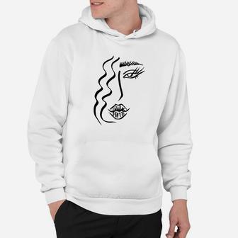 Abstract Line Art Drawing Sketch Portrait Face Eye Lips Hair Hoodie | Crazezy CA