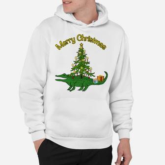 Alligator Gator With Xmas Tree Gifts Holiday Merry Christmas Sweatshirt Hoodie | Crazezy DE