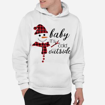 Baby It's Cold Outside Cute Christmas Snowman Buffalo Plaid Hoodie | Crazezy DE