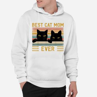 Best Cat Mom Ever Vintage Retro Style Black Cats Lover Hoodie | Crazezy