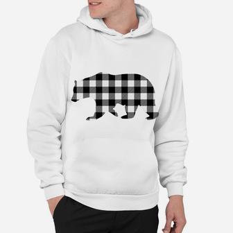 Black And White Buffalo Plaid Bear Christmas Pajama Hoodie | Crazezy CA