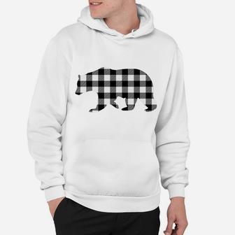 Black And White Buffalo Plaid Bear Christmas Pajama Hoodie | Crazezy UK