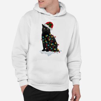 Black Cat Christmas Tree Deco Lights Funny Xmas Cat Gift Sweatshirt Hoodie | Crazezy CA