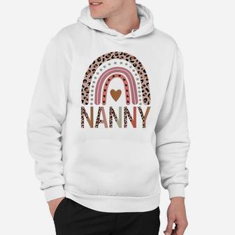 Blessed Nanny Funny Leopard Boho Cute Rainbow Hoodie | Crazezy