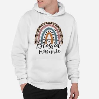 Blessed Nonnie Funny Leopard Boho Cute Rainbow Hoodie | Crazezy UK