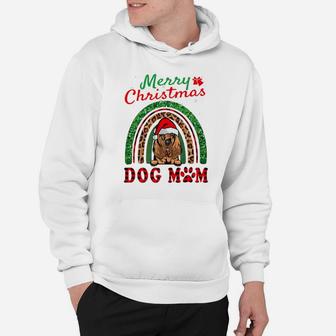 Bloodhound Santa Dog Mom Boho Rainbow Funny Christmas Xmas Hoodie | Crazezy