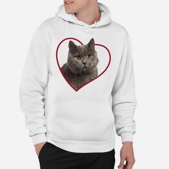 British Shorthair Cat Heart Love Portrait Hoodie | Crazezy