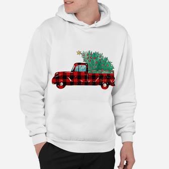 Buffalo Plaid Christmas Tree Red Truck Hoodie | Crazezy CA