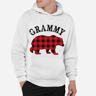 Buffalo Red Plaid Grammy Bear Matching Couple Xmas Pajama Hoodie | Crazezy