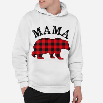Buffalo Red Plaid Mama Bear Matching Couple Christmas Pajama Hoodie | Crazezy CA