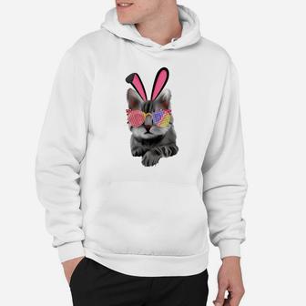 Bunny Cat With Glasses Eggs For Easter Day Cat Kitty Lovers Hoodie | Crazezy AU