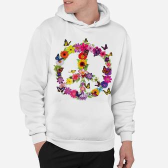 Butterfly Peace Sign Floral Flower Garden Nature Hoodie | Crazezy