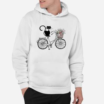 Cat Black Driving Bicycle Flower Hoodie - Thegiftio UK
