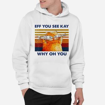 Cat Eff You See Kay Why Oh You Vintage Funny Cat Fish Lovers Hoodie | Crazezy