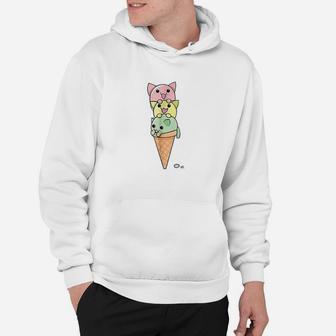 Cat Ice Cream Cone Funny Kawaii Kitten Hoodie - Thegiftio UK