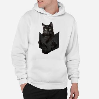Cat Lovers Gifts Black Cat In Pocket Funny Kitten Face Hoodie | Crazezy