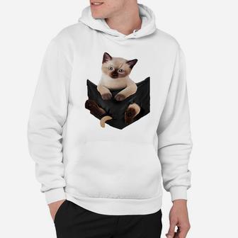 Cat Lovers Gifts Siamese In Pocket Funny Kitten Face Hoodie | Crazezy AU