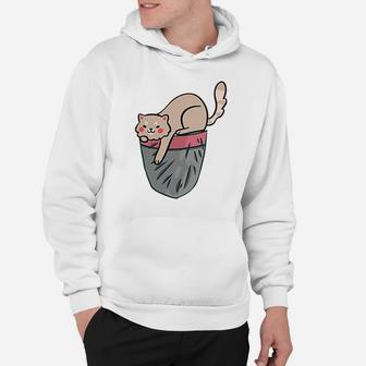 Cat Pocket Kitty Face Themed Gifts Pet Kitten Animal Lover Hoodie | Crazezy