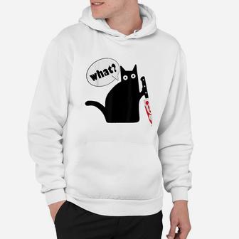 Cat What Funnty Black Cat Cool Cat With Kn Ife Hoodie | Crazezy DE