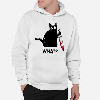 Cat What Funny Black Cat Hoodie | Crazezy