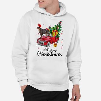 Cattle Dog Rides Red Truck Christmas Pajama Shirt Hoodie | Crazezy