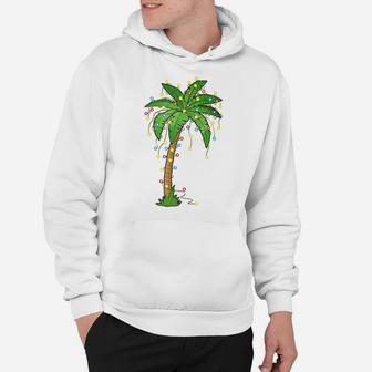 Christmas Lights Palm Tree Beach Funny Tropical Xmas Gift Hoodie | Crazezy